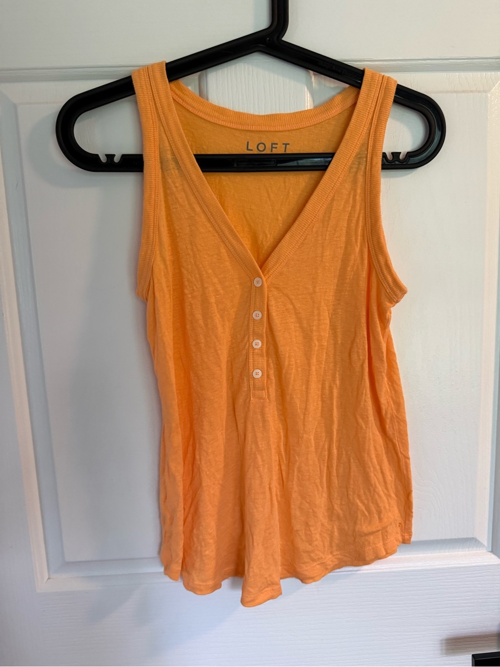 LOFT Peach-Orange Sleeveless Henley Tank